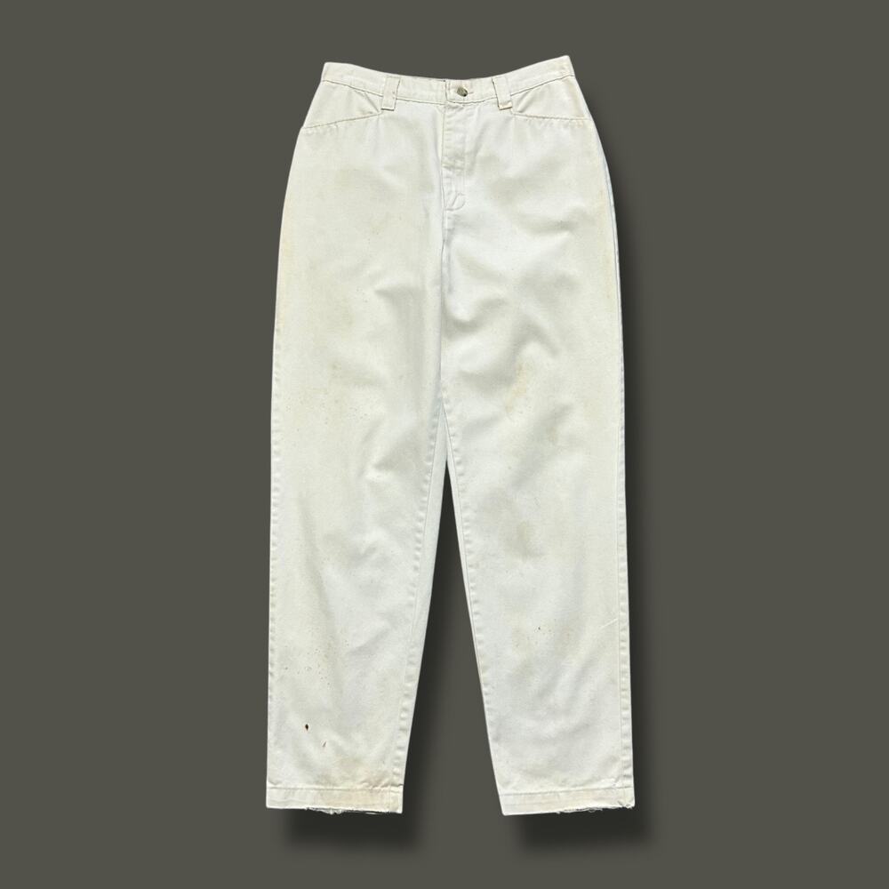 Vintage Thrashed White Pants 80s 90s Chino Straight Leg Cotton 29x29 LEE